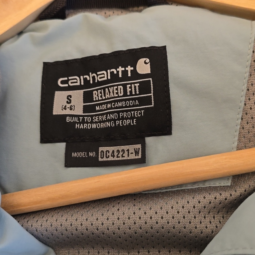 Carhartt Women's Raindefender Jacket Hooded Full Zip Blue Surf Size Small 4-6 - Picture 13 of 17